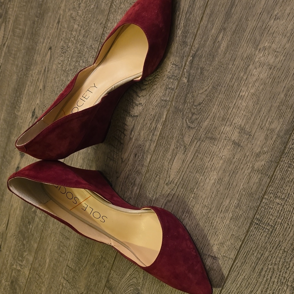 Sole Society Jillian D’Orsay Wedge Shoes In Burgundy - 9 - Picture 6 of 6